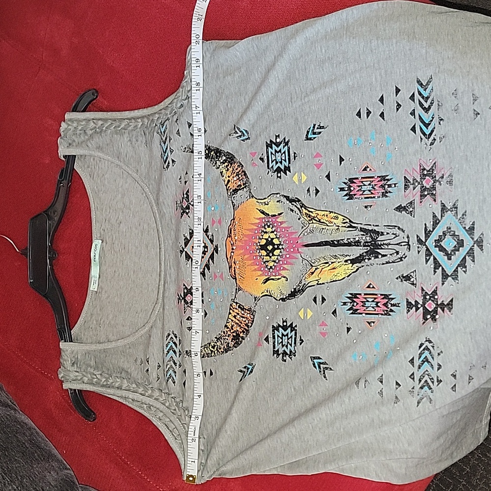 Maurice's Western Sleeveless top w/ silver mini studs multi colored size L NWOT - Picture 9 of 10